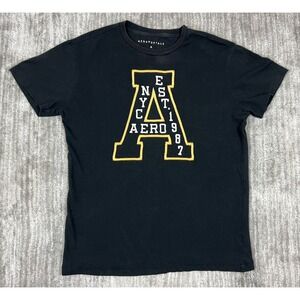 Aeropostale‎ Shirt Mens Small Black Shortsleeve NYC Embroidered Logo